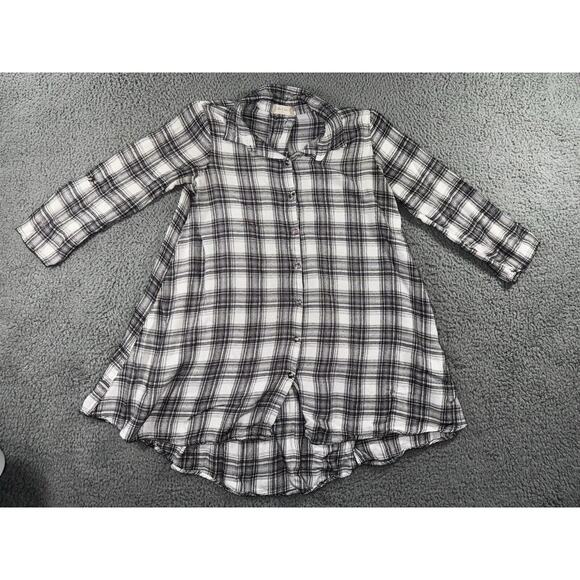 Altar’d State Plaid Shirt‎ Women Small 3/4 Sleeve Button Up Tie Back Tunic - Picture 1 of 8